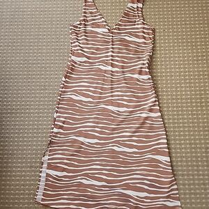 a new day Brown and White Patterned Midi Dress